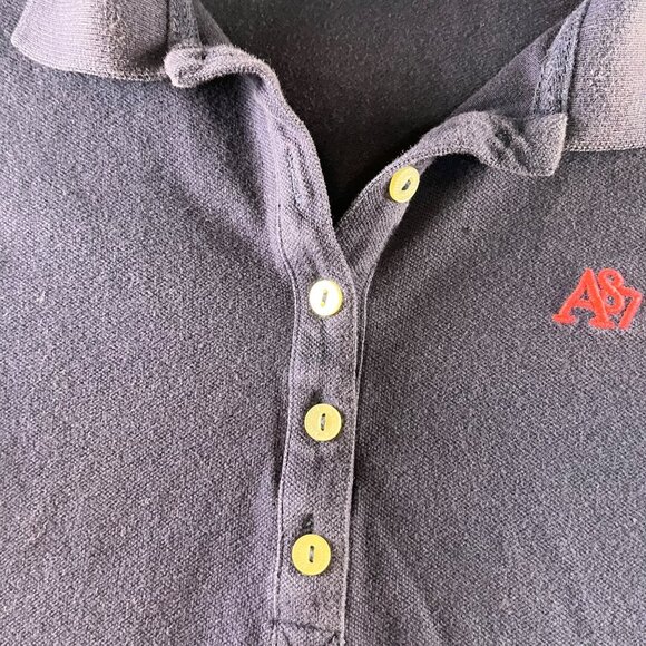Aeropostale Womens Navy Polo Shirt With A87 Logo - Picture 8 of 9